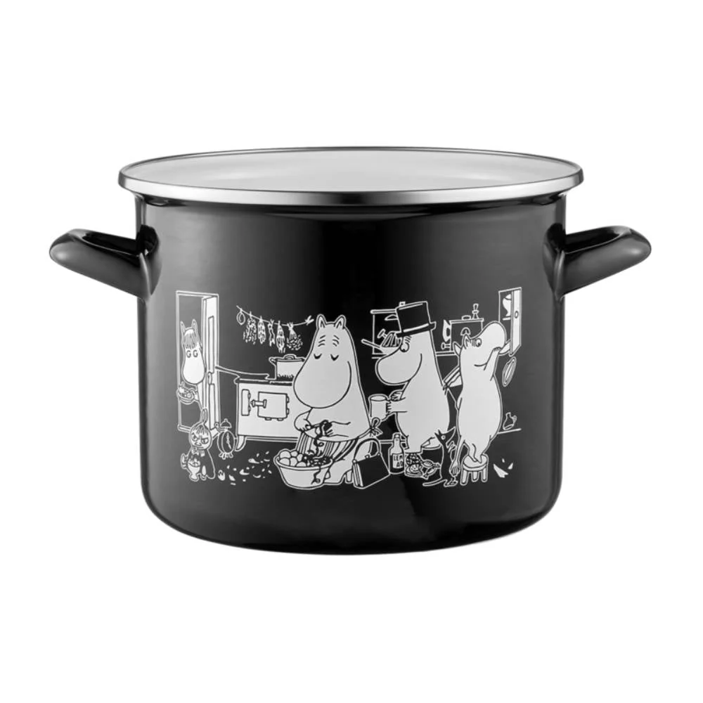 Garnek emaliowany 3,5l z pokrywką Muminki w kuchni (czarny) Muurla - Image 2