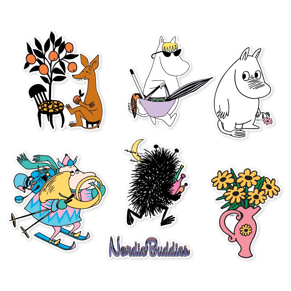 Zestaw 6szt. naklejek Muminki (róż) NordicBuddies - Image 2